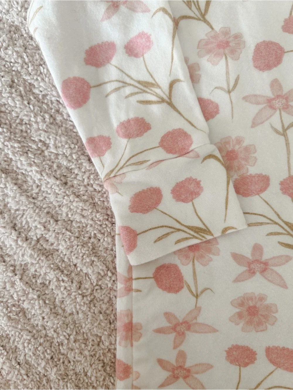 Little and Fern cream and pink floral romper 6-12 months